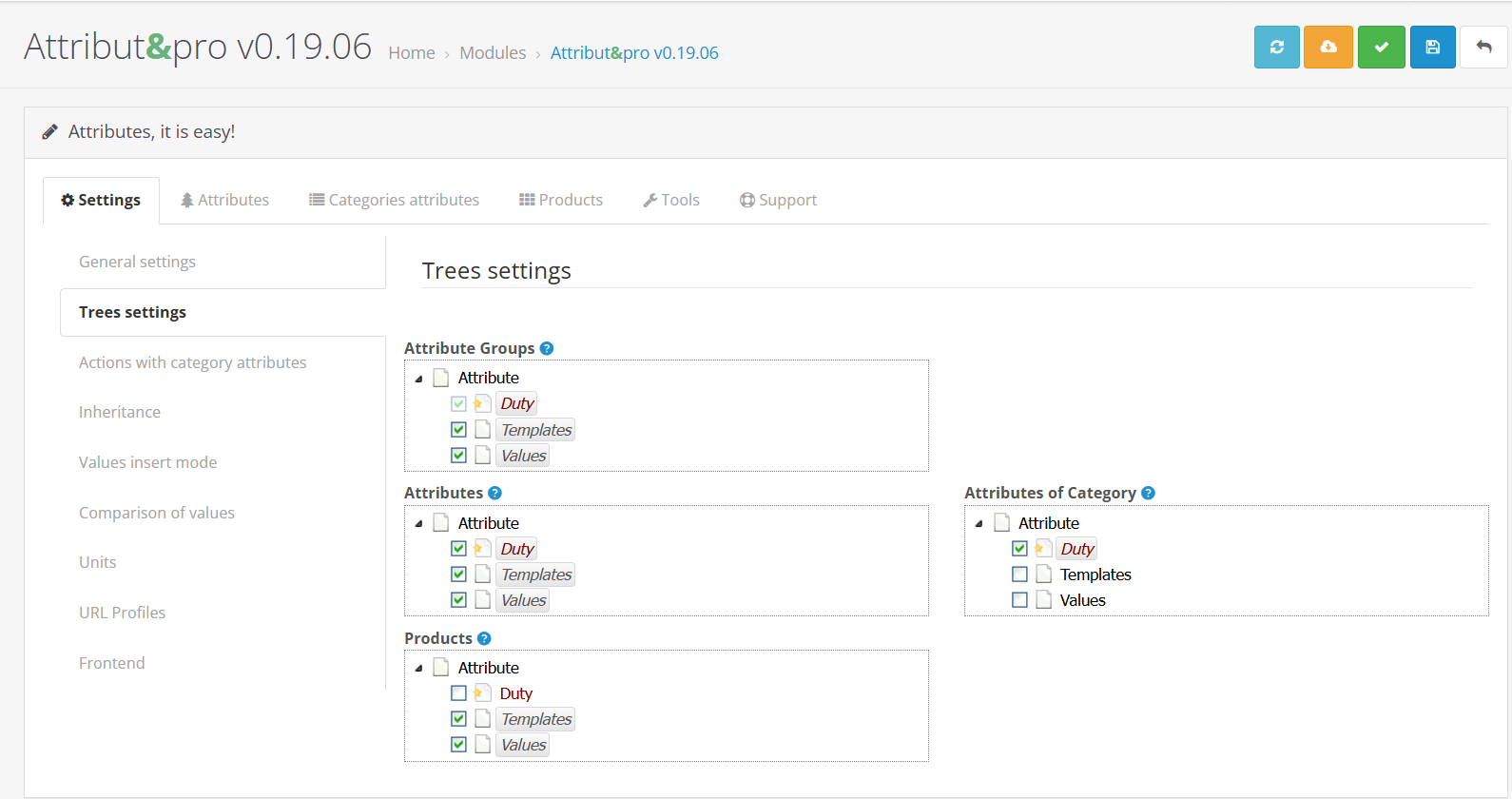 Tree Settings