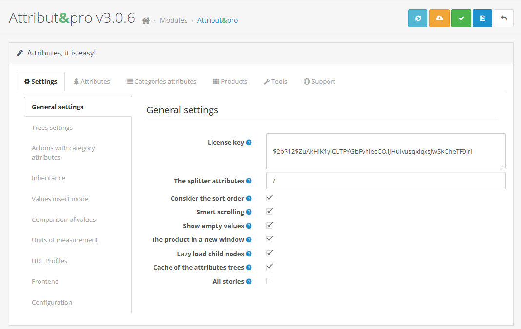 Attributico general settings