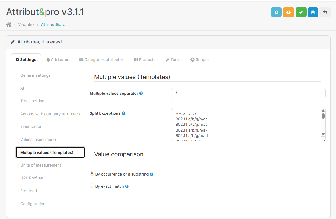 Multiple Values Tab